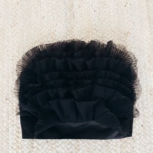 Ruffle black crop top with tags